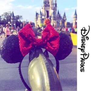 Disney Parks | Classic Black And Red Sequin Minnie Mouse Ears Headband